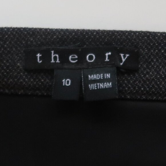 Theory Dark Grey Wool A-Line Skirt Size 10 Minimalist Office Classic Career - Picture 4 of 7
